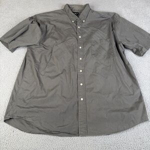 Vintage Eddie Bauer Shirt Mens XXLT Green Button Up Short Sleeve Cotton Workwear